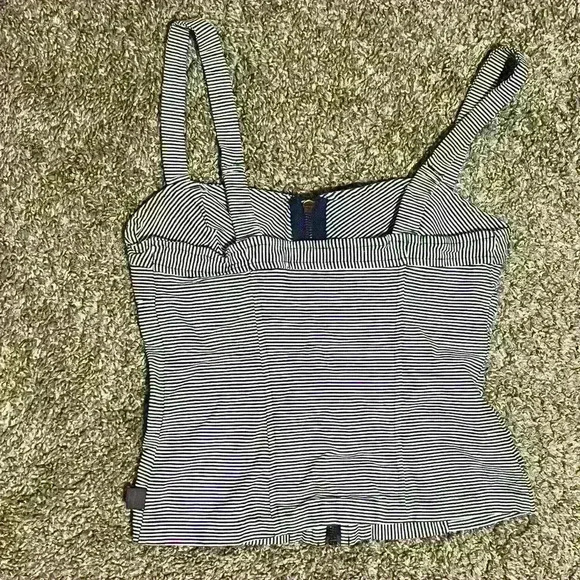 KENDALL & KYLIE Pacsun Zip Up Corset Tank Top | Striped Crop Top | Size Small - Picture 2 of 3